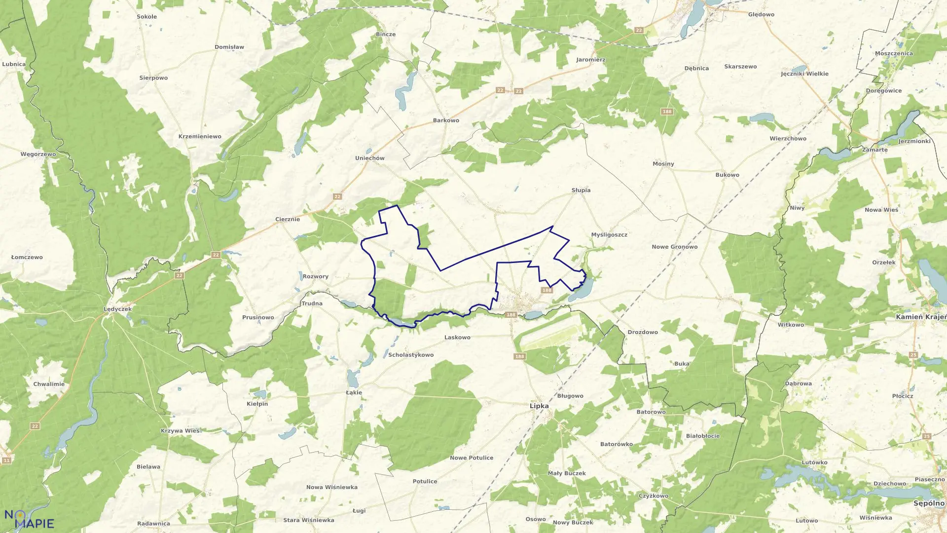 Mapa obrębu GRZYMISŁAW w gminie Debrzno